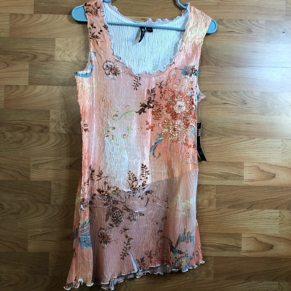Milano Size Large Sleeveless Crewneck Tunic Pleated